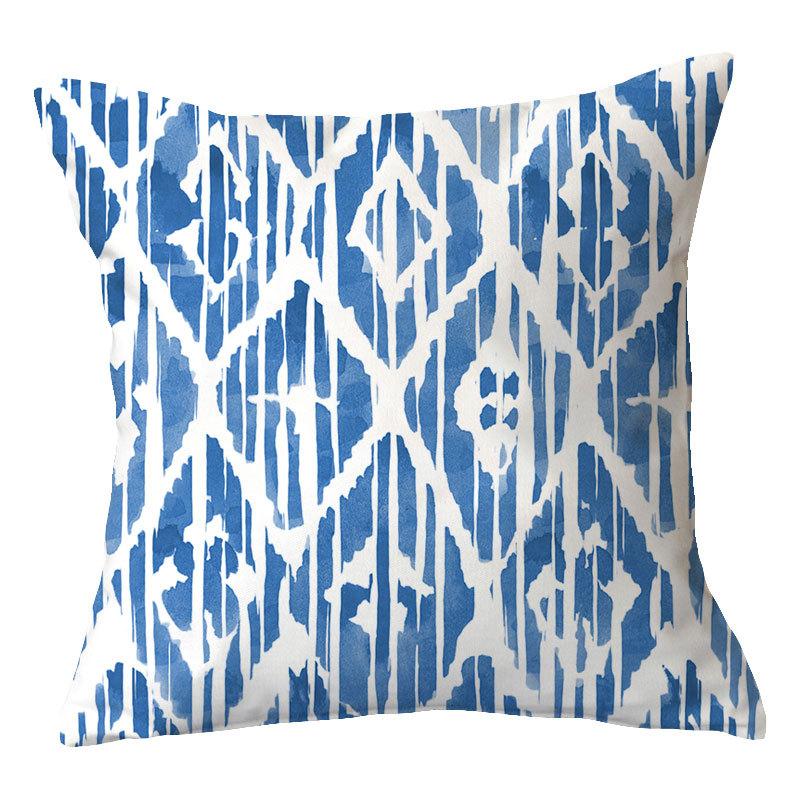 Simple New Blue Geometric Plush Pillowcase Home Fabric Sofa Pillow Cushion Cover Design