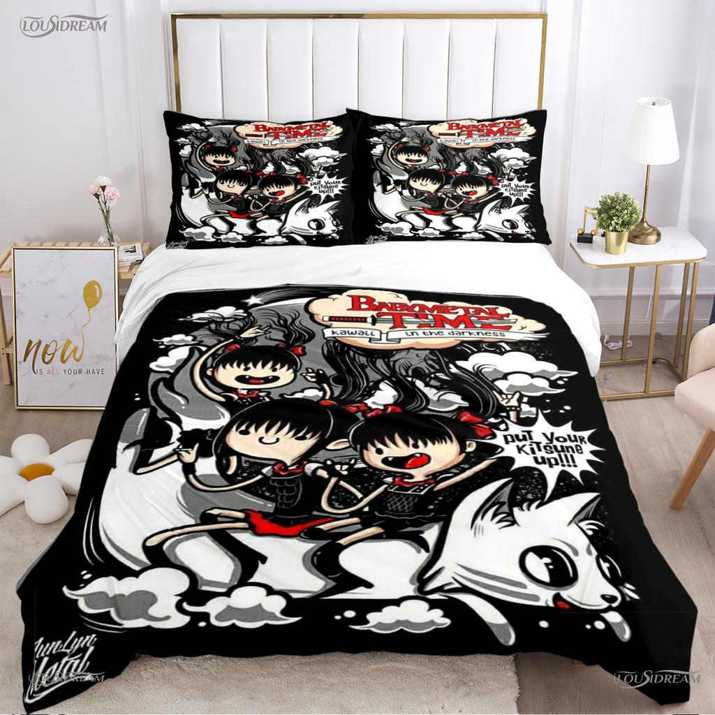 Babymetal kombination Hela säsongen Påslakan Täcke Sängkläder Set Mjukt Täckesöverdrag och Örngott Enkel/Dubbel/Queen/King