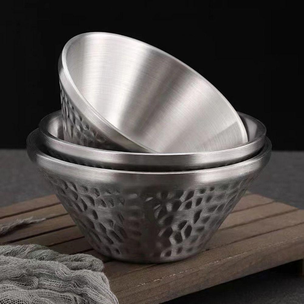 Double Walled Insulated Soup Bowls SUS304 Stainless Steel Ice Cream Bowl for Sauces Rice Noodle