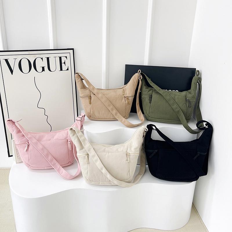 Hobo Bag Women's Large Capacity Shoulder Bag Commuter Corduroy Bag Student Class Crossbody Bag