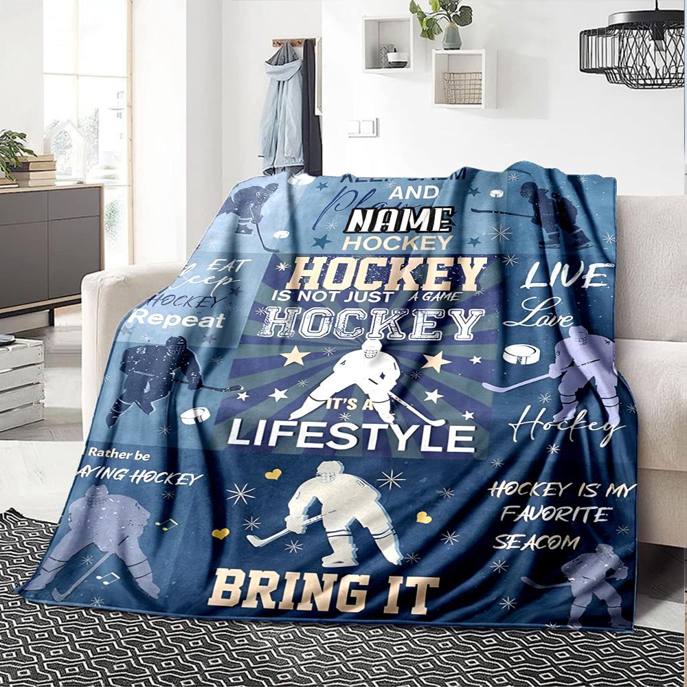 Hockey Lifestyle Eat Sleep Play Repeat Live Love Throw Customize Text Comfortable Texture Versatile For Sofa Couch Office Bed Picnics Allseason Use