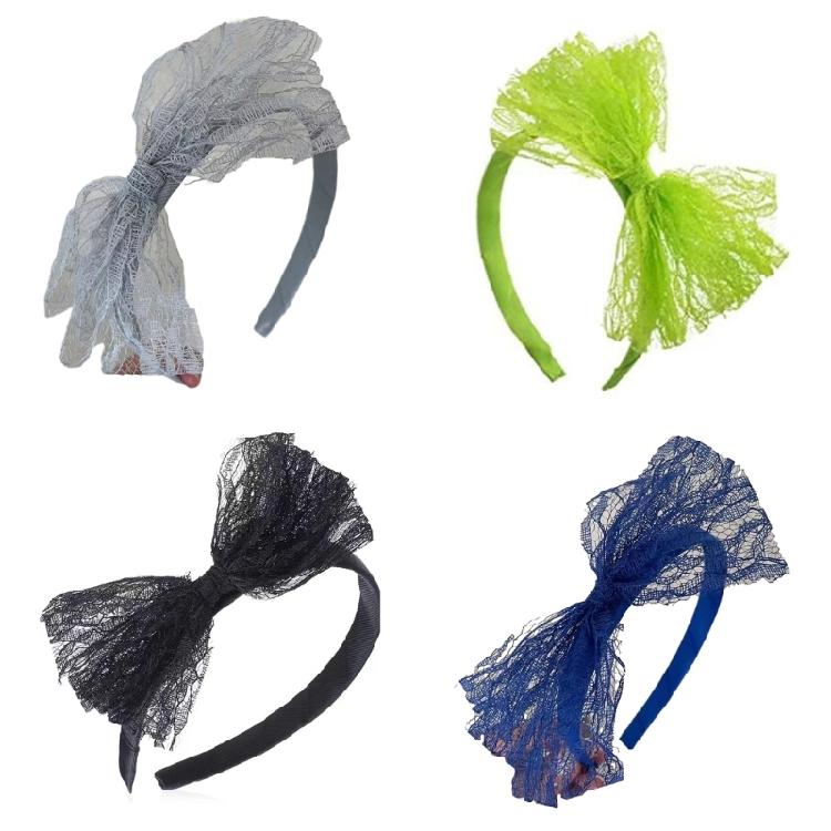 Vintage Colorful Lace Bow Headband Womens Headpiece Wedding Halloween Headwear