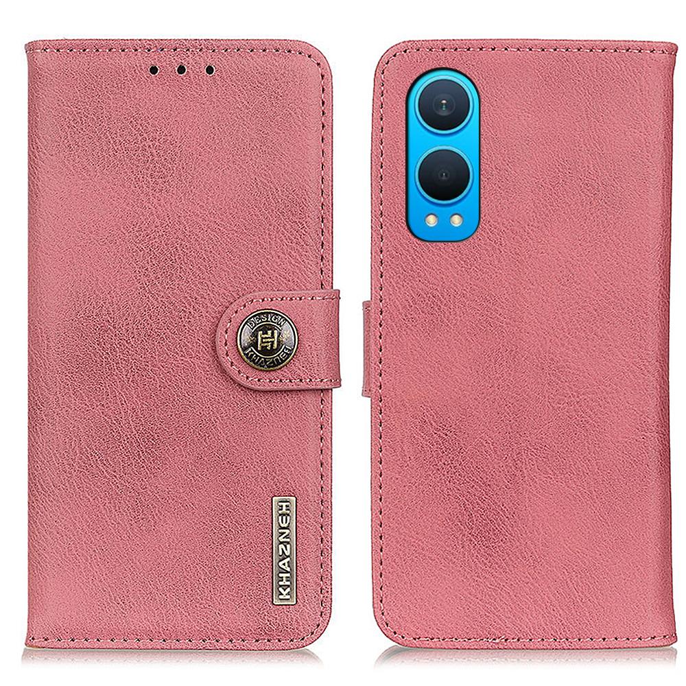 

For OnePlus Nord CE4 Lite 5G/Oppo K12x 5G (China) Case Cowhide Texture Leather Wallet Stand Cover Pink
