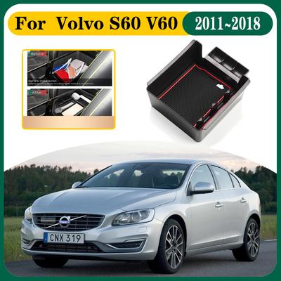 Úložný box do auta Pro Volvo S60 Příslušenství V60 2011~2018 2015 2016 2017 Organizer na tašku do úložného prostoru loketní opěrky auta Příslušenství Box na loketní opěrku