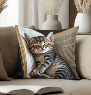 

Single Sided Creative Sleep Cat Pattern Pillowcase Home Indoor Sofa Cushion Pillow Cover Bedroom Living Room Decoration Supplies 45cm