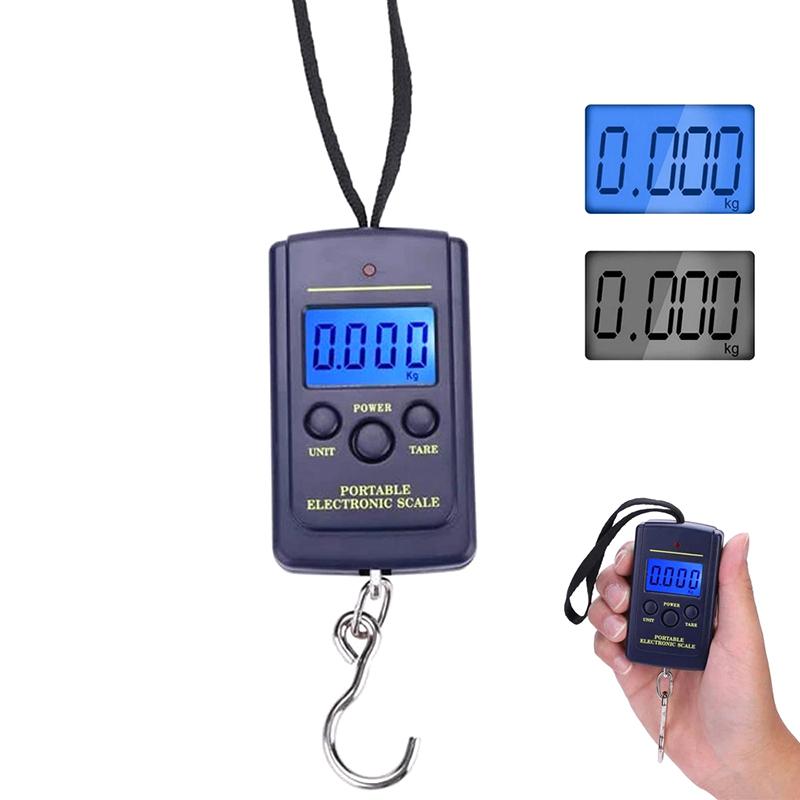 40kg Multifunctional Mini Electronic Digital Portable Hanging Scale Weighs Tool For Fishing Luggage Suitcase Travel Hook Scales+