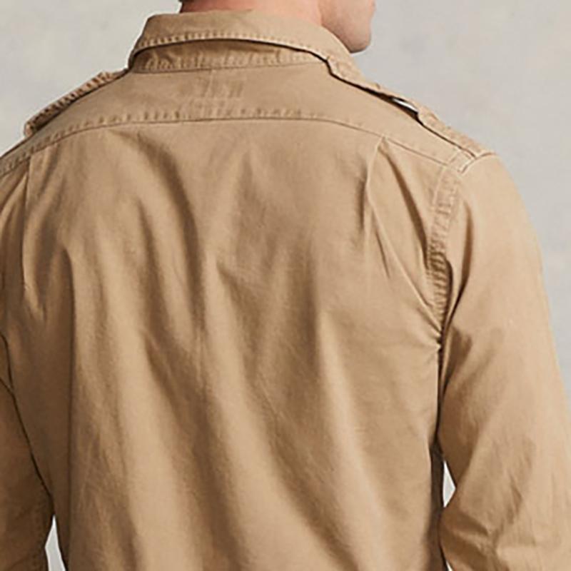 Polo Ralph Lauren SS22 Solid Pocket Polo Long Sleeve Shirt Men shirts Khaki MNPOWOV16822141-250