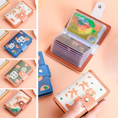Women Card Holder Wallet Pu Leather Cute Cartoon 20 Bit Card Case School Holder Men Women Credit Passport Card Bag Id Passport