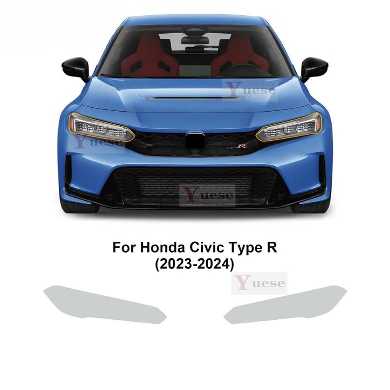 For Honda Civic Type R  2024 2 Pcs Car Headlight Protective Film Transparent Smoked Black TPU Sticker