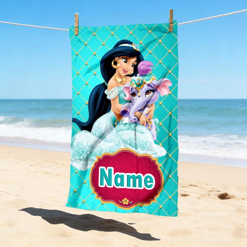 Custom Name Princess Fantasy Stylish Digital Printing Beach Towel Quick‑Drying Absorbent Blanket for Beach Pool Gym Travel
