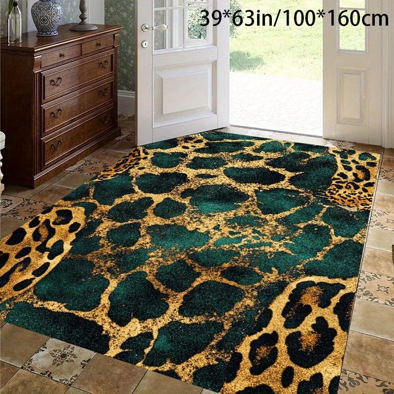 Velvet Area Rug Green Marble Leopard Print Nordic Minimalist Non Slip Machine Washable Home Decor Bohemian 50x80cm20x31in