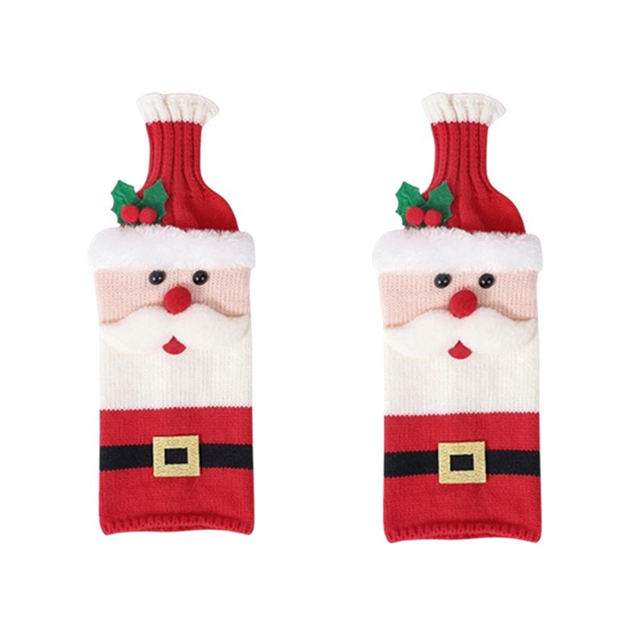 Vánoční sada obalů na láhve Santa Sněhulák Tkané sáčky na láhve na vánoční večírek Dekorace jídelního stolu Novoroční dárky