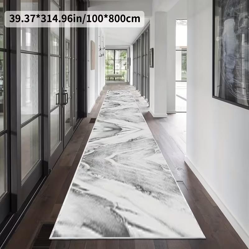 Tapis Runner Motif Géométrique Moderne Antidérapant Résistant aux Taches Cuisine Couloir Chambre à Coucher Intérieur Décoration Maison Tapis 60x220cm 24x87inch