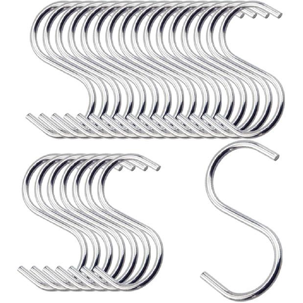 2.3inch Sturdy Stainless Steel S Hooks for Hanging,s Hooks for Hanging Plants,s Hooks for Hanging Heavy Duty,Suitable for Kitchen, Balcony, Bathroom,