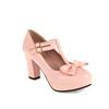 Women Mary Jane Shoes Lolita High Heels Bow T-Strap Platform Pumps Thick Heels Shoes Princess Wedding Party Shoes Plus Size33-46