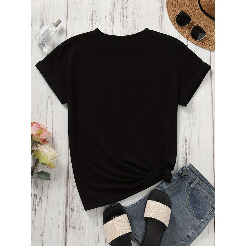 Y2K Style Women'S Casual Fashion Slim Fit Solid Color Crew Neck Short Sleeve T-Shirt | Multicolor World Map and Airplane Design, Adventure Awaits