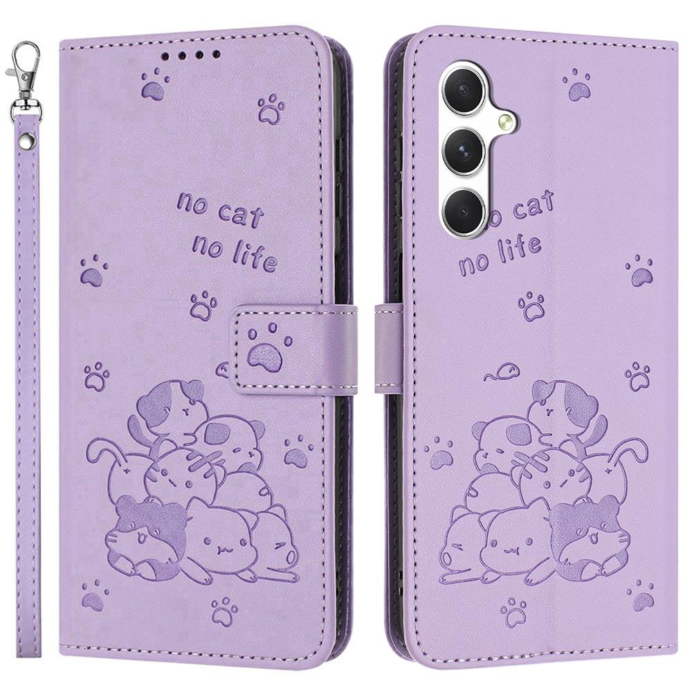 Pro Samsung Galaxy S25 FE Peněženkové pouzdro Kočky Vytištěný Kožený Kryt na Telefon s Poutkem