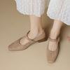 Krazing Pot Sheep Skin Summer Spring Autumn Med Heels Buckle Straps Women Square Toe Shallow Pumps