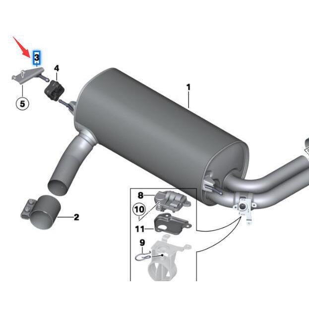 BMW 3 Series F30 Muffler Bracket - Model 18307620364