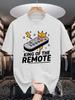 King Of The Remote Crown TV Remote Graphic Unisexs Crew Neck T Shirt Humor Quote Print Short Sleeve Casual Cotton Daily Street Tops