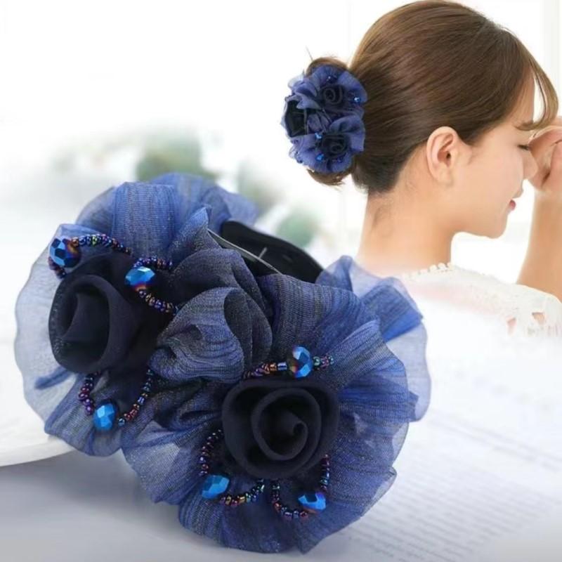 Blume Haarspange für Frauen, Elegante Haarklammer mit europäischer Spitze, Handgemachte Haarnadel für Hochsteckfrisuren