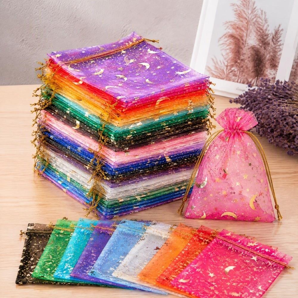 200PCS Drawstring Closure Drawstring Mesh Bag Sheer Fabric Transparent Gift Bag Gift Wrapping