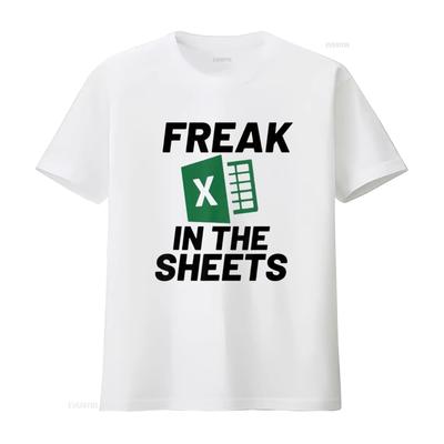Ανδρικό T-Shirt Freak In The Sheets Excel Αστείο Λογιστή Λευκό Vintage Πλυμένο Ελαφρώς Διαπνέον Μόδα Ανδρών Casual Unisex