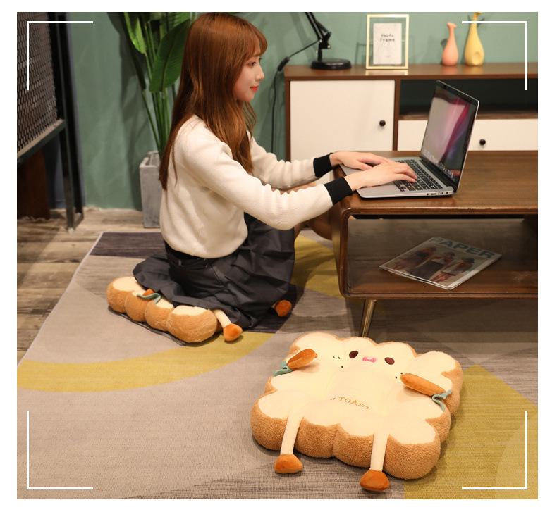 Cute Toast Cushion: Comfy Seat Pad for Office, Student, or Home Use