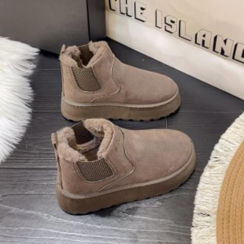 Women's Large Size Soft Sole Winter Warm Fur One Snow Boots Padded Lined Ankle Boots Anti-slip Hiking Sports Cotton Boots Short Boots