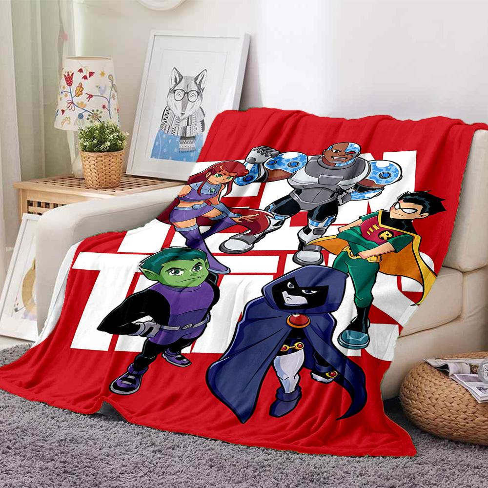 1pc Teen Titans Go! Flannel Throw Blanket - HD Printed Lightweight Soft Warm All-Season Blanket for Sofa, Bed, Travel008