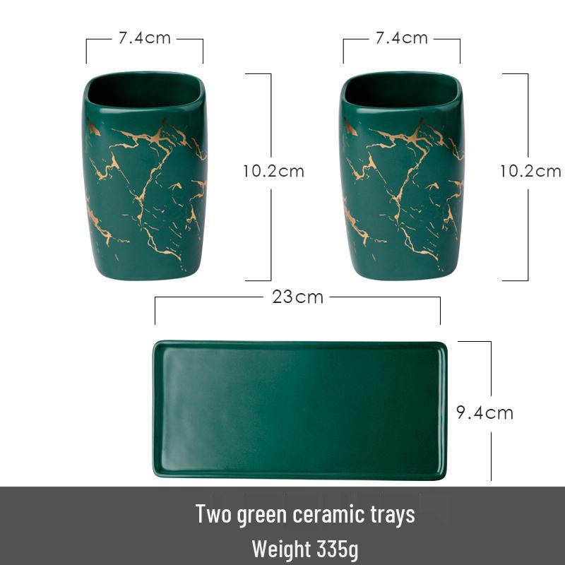Gold Marble Ceramic Dispenser for Liquid Soap, Gel, or Shampoo