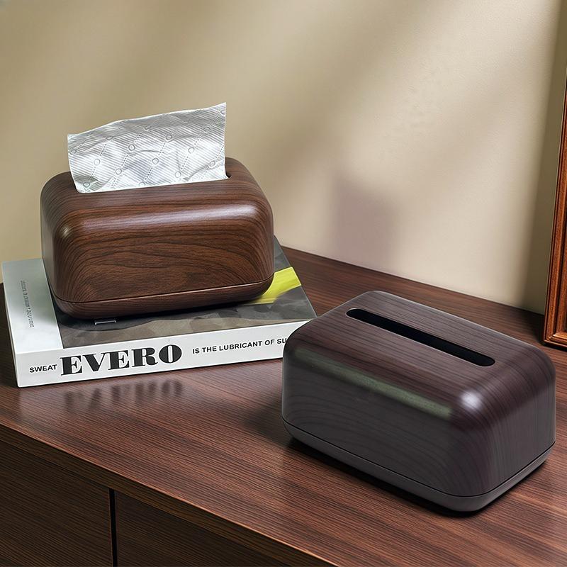 Vintage Wooden Tissue Box Creative Napkin Holder for Living Room HomeRustic Wood Style Tissue Container for Coffee Table