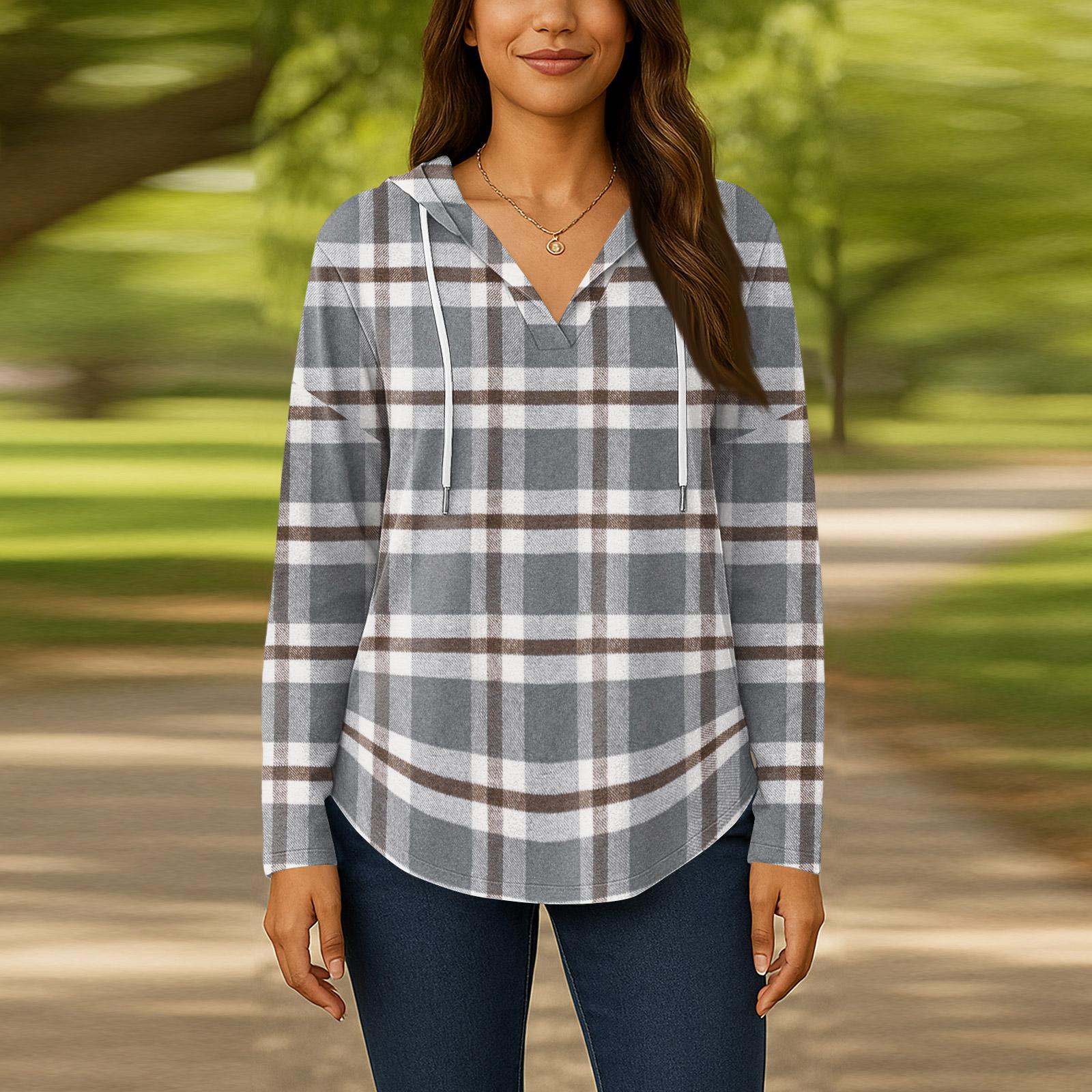 

Женские модные толстовки с капюшоном V-образным вырезом с длинным рукавом и цветочным принтом на шнурке, повседневные свободные пуловеры L