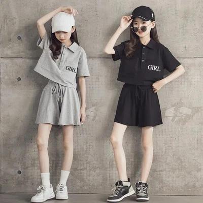 Summer Girls Sports Children Girl Kids Tracksuit Girls Two Piece Polo Shirts Shorts