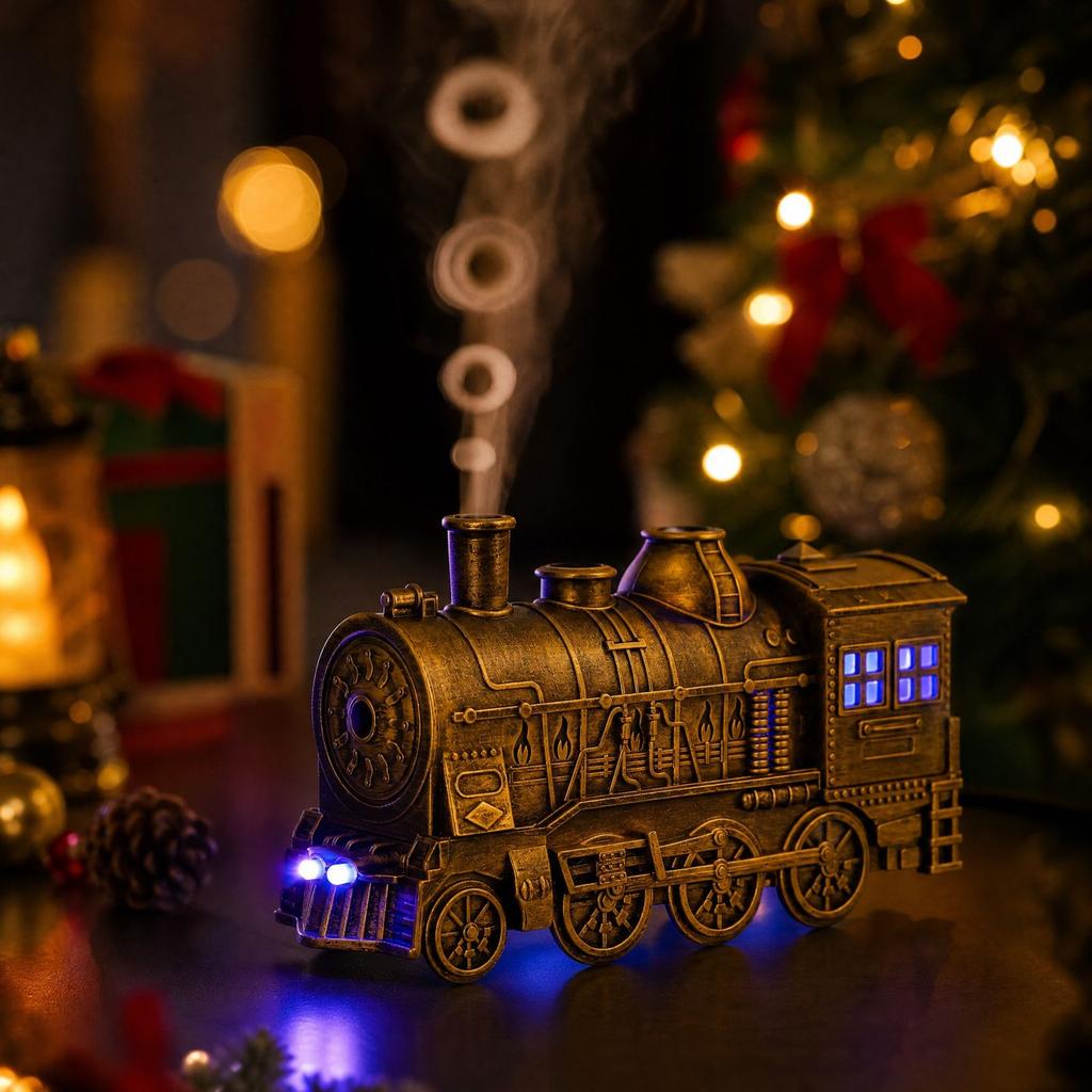 Train-Shaped Humidifier and Aroma Diffuser with Colorful Lights, Mist, Blue Light, No Remote Control