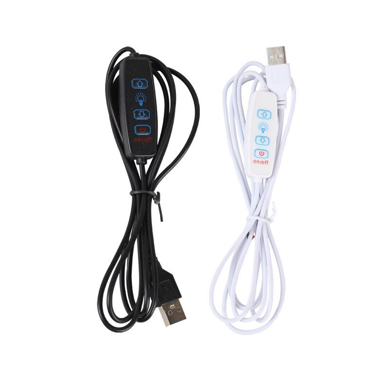 

USB 3-Button, 5V Power Cord with Switch Control for Ambient Strip Lighting 1m White Three-Button Dimmer Cord