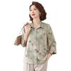 2026 Chic Printed Shirt for Moms: Loose, Nine-Point Sleeve, Spring/Autumn Fashion for Middle-Aged and Elderly Women