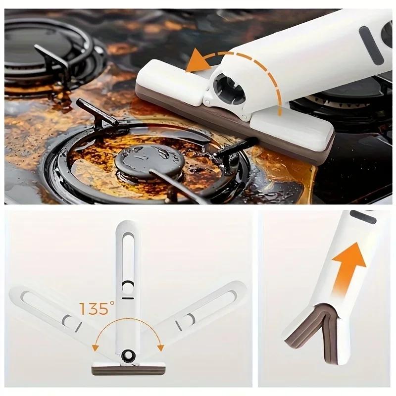 Mini Mop Portable Self-Squeeze Short Mop Lazy Hand Wash-Free Strong Absorbent Mop Wet and Dry Use Bathroom Desktop Glass