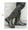 Bottes Western Cowboy en Cuir Mi-Mollet Style Européen & Américain pour Homme avec Fermeture Éclair