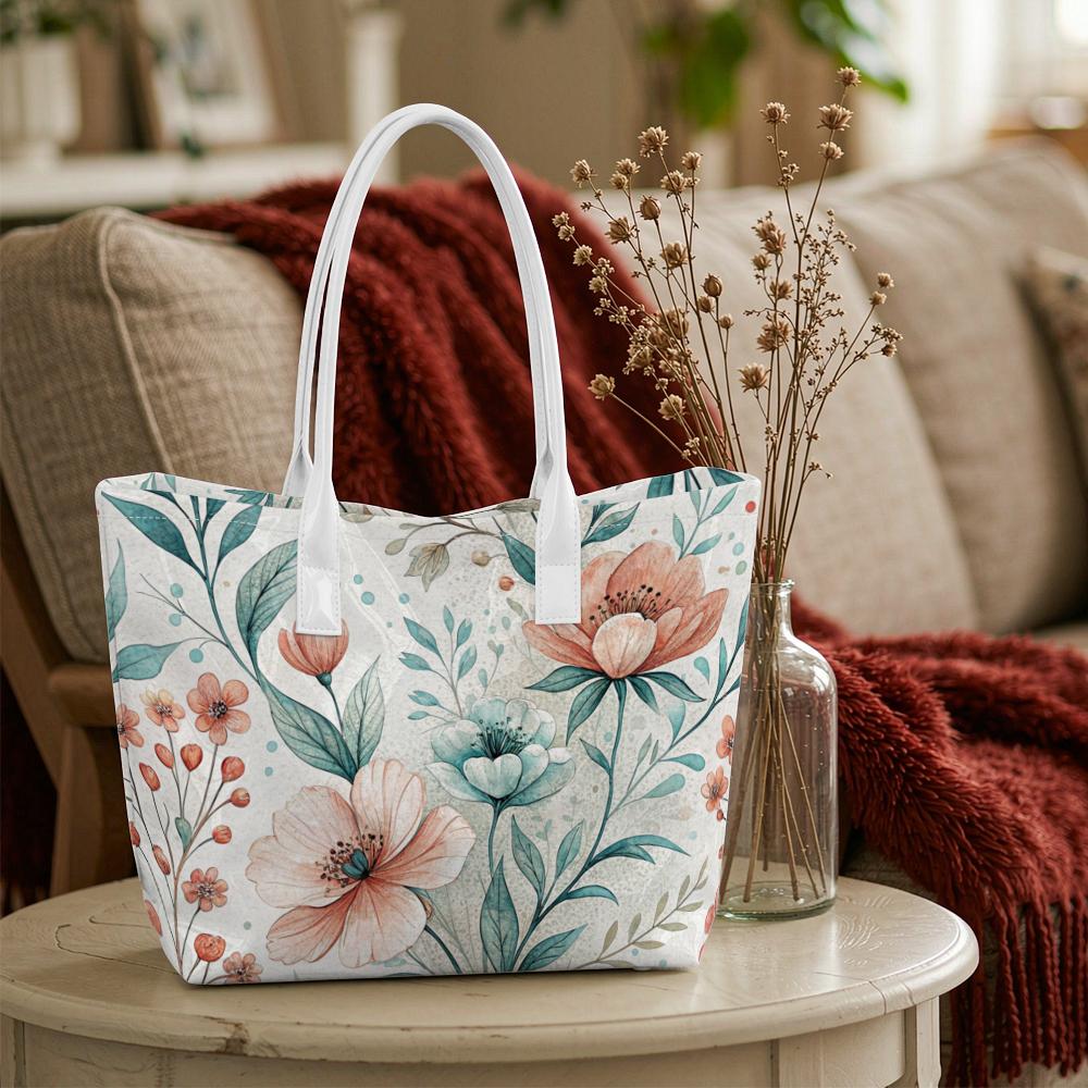Elegant Floral Tote Bag Stylish Lightweight Daily Handbag for Outdoor Travel Women