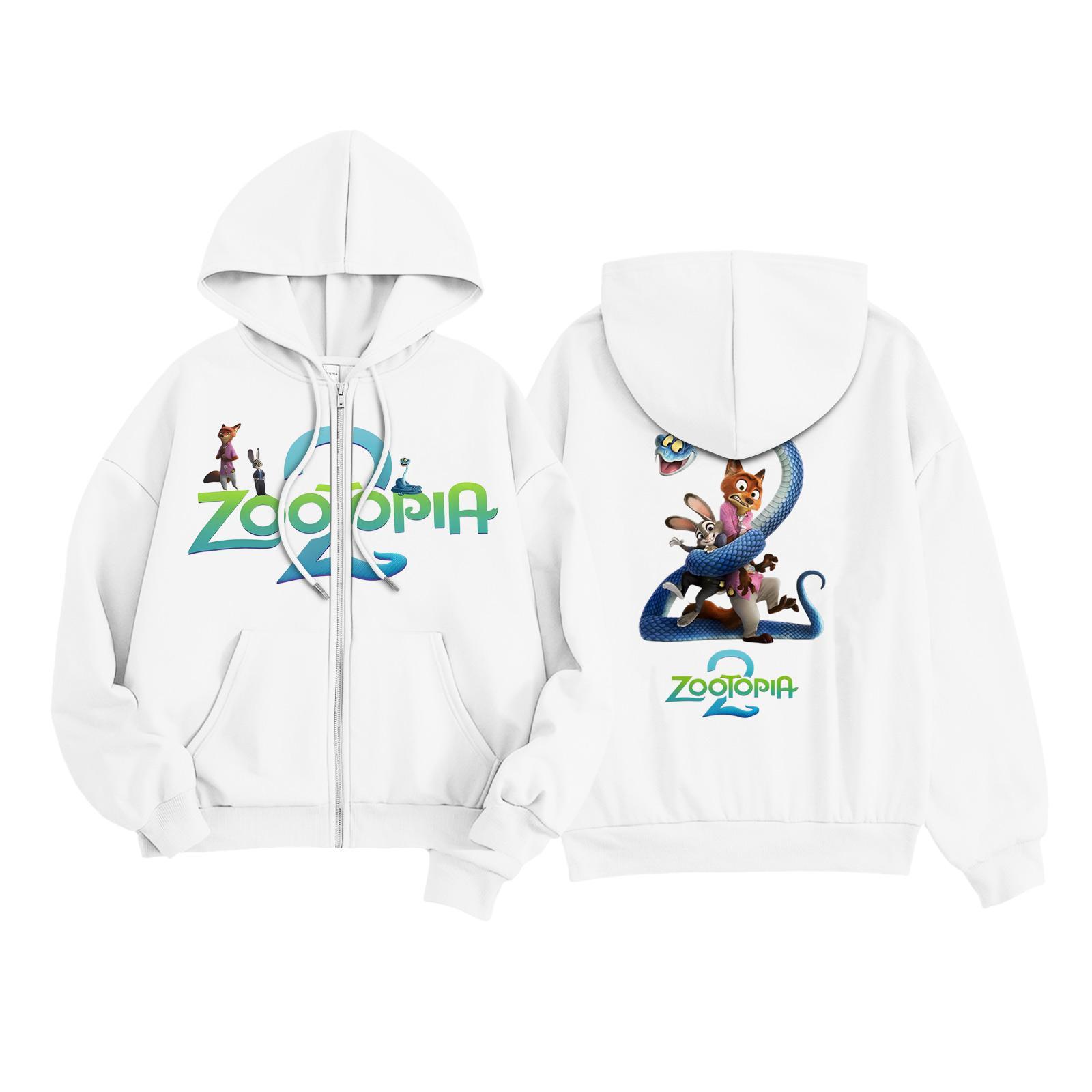 

Children s Casual Fashion Printed Zip-up Long-sleeved Hooded Jacket 140 білий