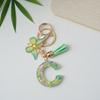 A-Z Initial Letter Keychain Green Butterfly Tassel Letter Charm Bag Pendant Couple Key Holder Pendant For Friend Gifts