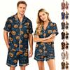 Couple Matching Halloween Pajama Set Short Sleeve Button Down Shirt and Shorts Sleepwear Soft Casual Lounge Wear S-XXXXL