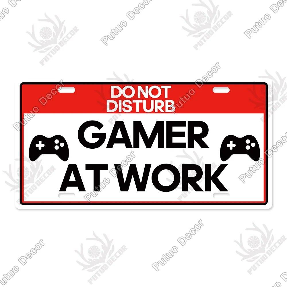 Putuo Decor Warning  Game Zone Tin Sign License Plate Plaque Metal Vintage Poster for Man Cave Pub Club Park Wall Art Decor