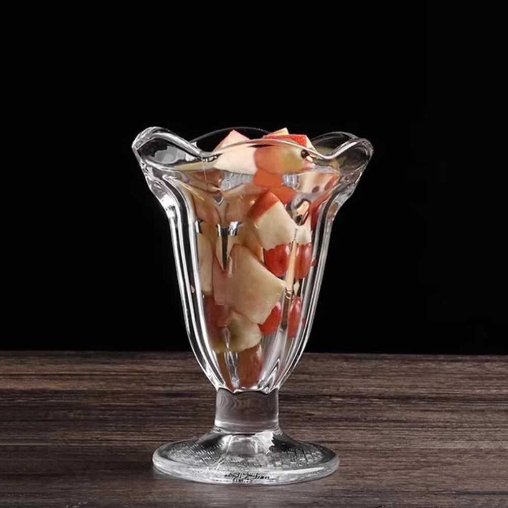 Elegant Glass Pudding Cups Transparent Glass Goblet Creative Ice Cream Cup  Dessert