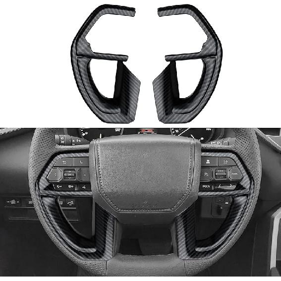 INTGET 2PCS Steering Wheel Cover for 2022 2023 2024 Toyota Tundra Accessories Carbon Fiber Steering Wheel Protector Trim Interior for Toyota Sequoia