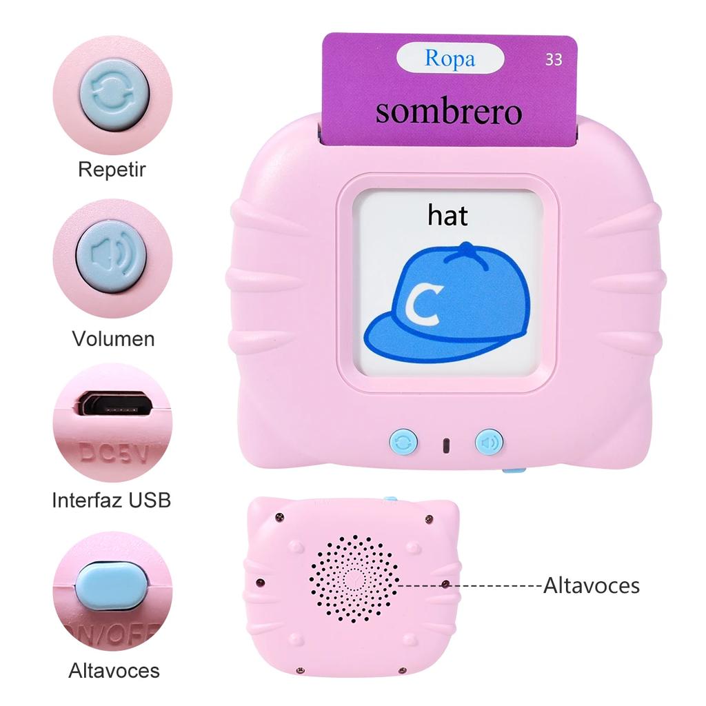 Elektronische Spanische Kognitive Karten Kinder Sprechende Lernkarten Hörbücher Lernkarten Früherziehung Wörter lernen Lernspielzeug Spiel