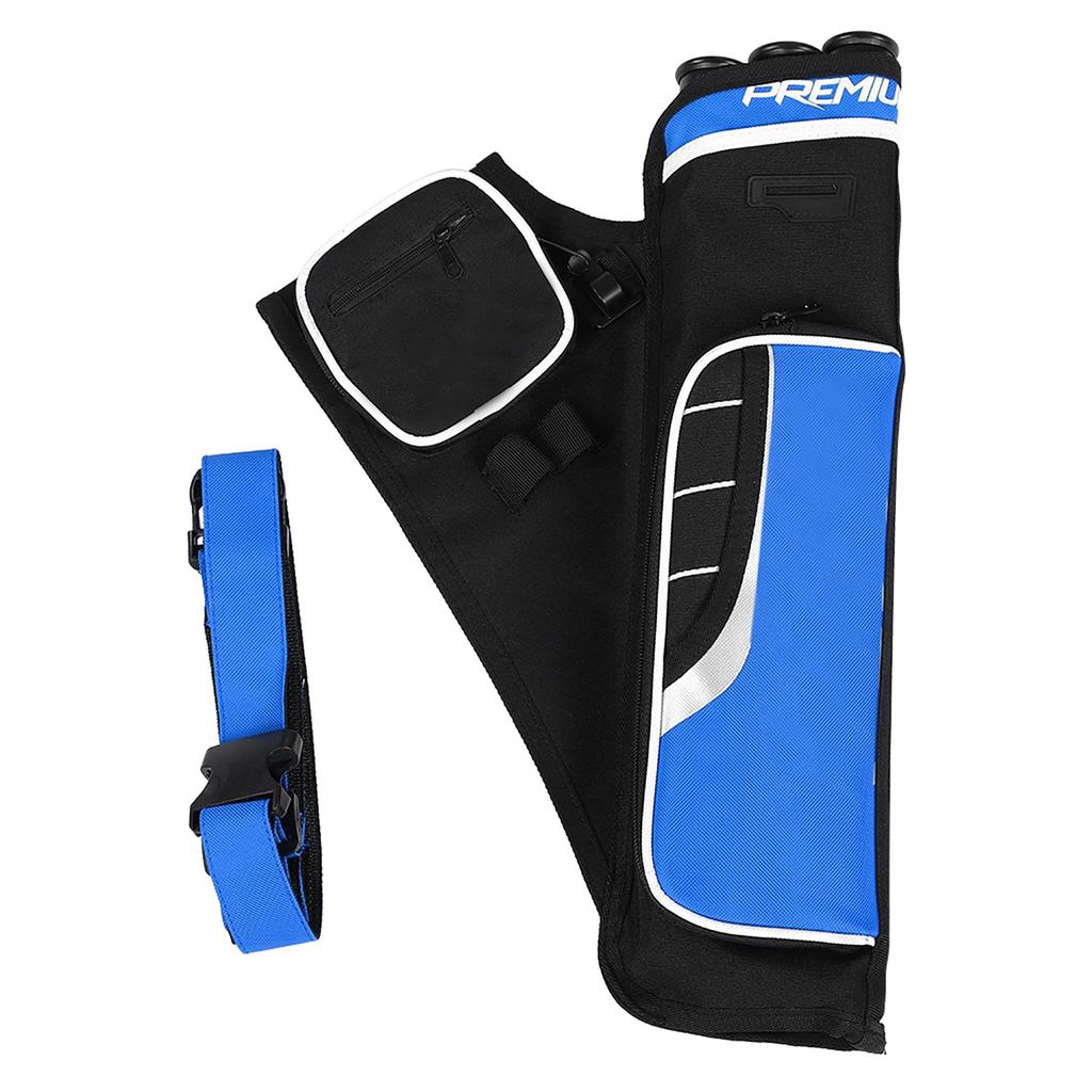 Archery Arrow Quiver Holder 3 Tubes Back Waist Shoulder Bag Pouch Bow Target(blue)