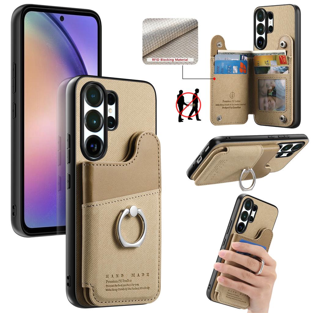 Luksusowy portfel z wzorem kowbojskim, uchwyt na pierścień, skórzane etui do Samsung S25 Ultra S24 Plus S23 A17 A07, gniazdo na kartę RFID, etui z podstawką