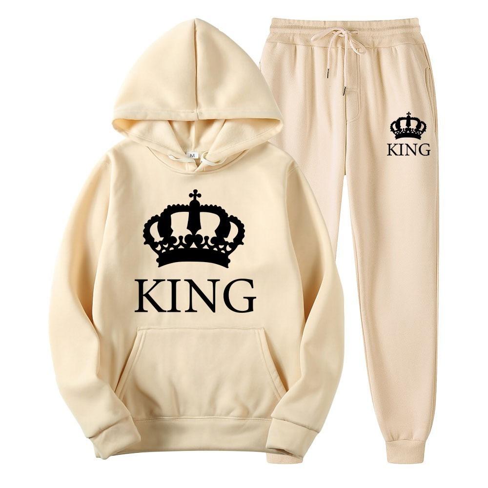 Hot Selling Couple Hoodie Sweatshirt Set for Men and Women's Casual Loose Long Sleeved Fleece Hooded Set